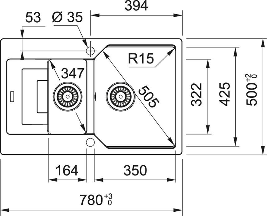 Кухонная мойка 78 см Franke Urban UBG 651-78 3,5" 114.0595.468, оникс