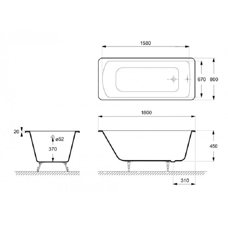 Чугунная ванна Delice Prestige DLR230623 белый