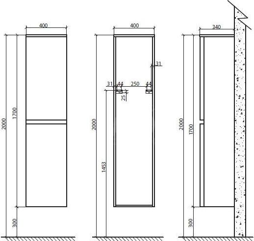 Шкаф-пенал BelBagno Energia-N bianco lucido L ENERGIA-N-1700-2A-SC-BL-L