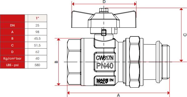 Шаровый кран Itap 098S Ideal 1"