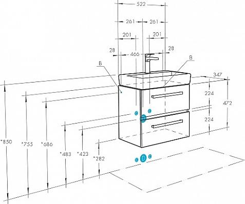 Тумба с раковиной Aquaton Ронда 55 мини 1A2076K1RSC20, дуб сомерсет