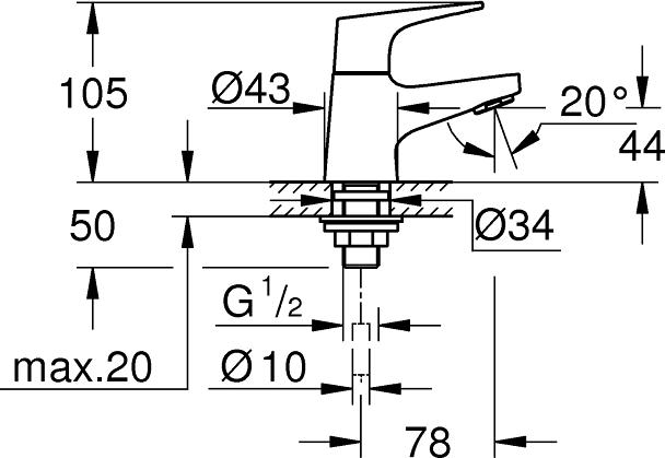 Смеситель для раковины Grohe BauFlow 20575000