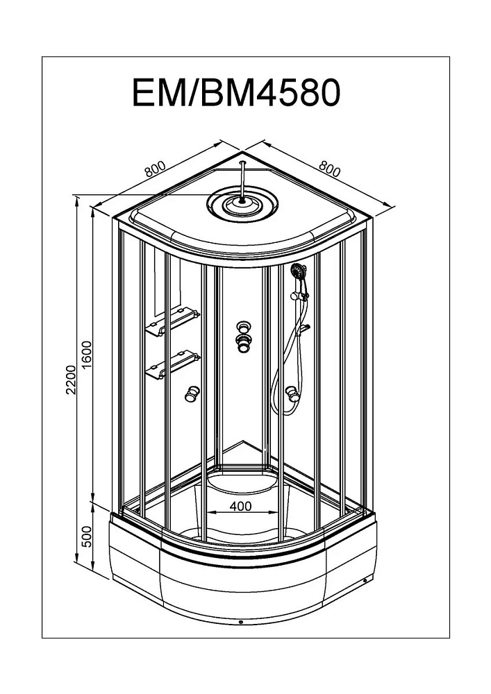 Душевая кабина Deto Em EM4580GM