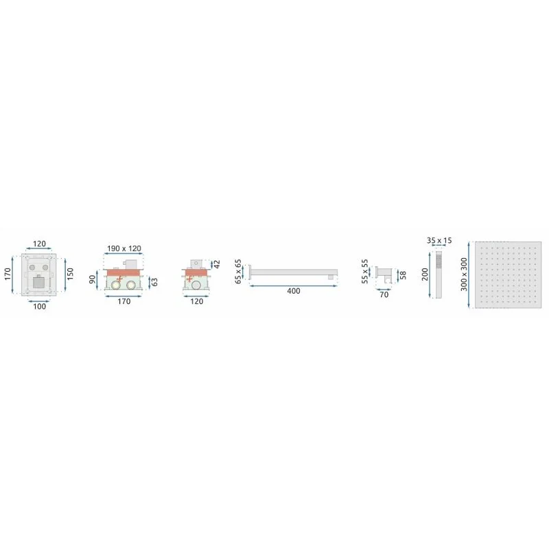 Душевая система Rea Davis + Box REA-P6324 золото