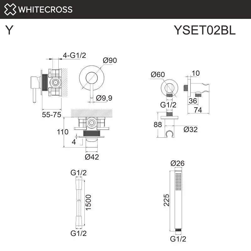 Смеситель для душа Whitecross Y brushed gold YSET02GLB золото