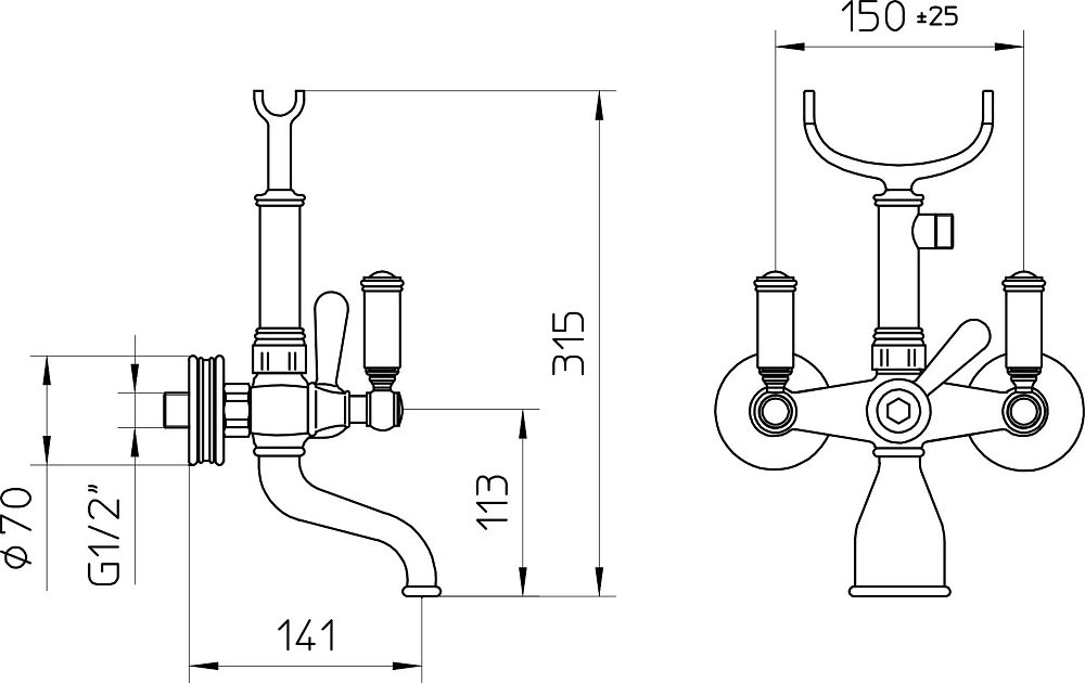 Смеситель Bossini Liberty Z001103 BR для ванны с душем