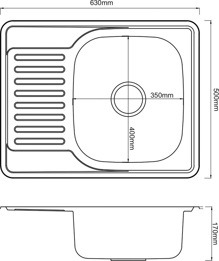 Кухонная мойка РМС MG6-6350R, хром