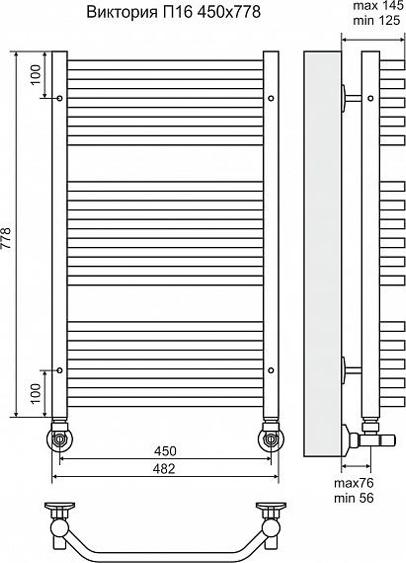 Полотенцесушитель водяной Terminus Виктория П16 450x778