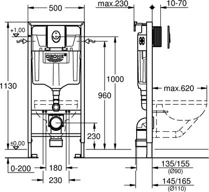 Инсталляция для подвесного унитаза Grohe Rapid SL 39108000