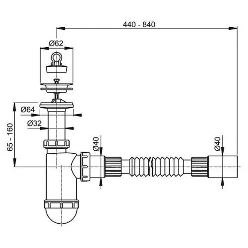 Сифон для раковины AlcaPlast AG2105123710 белый