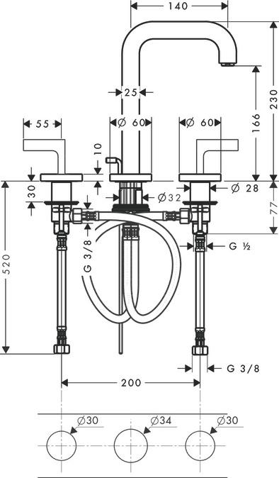 Смеситель для раковины Axor Citterio 39135250, золото