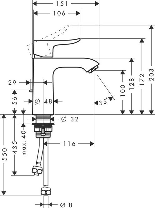 Смеситель для раковины Hansgrohe Metris 31074000, хром