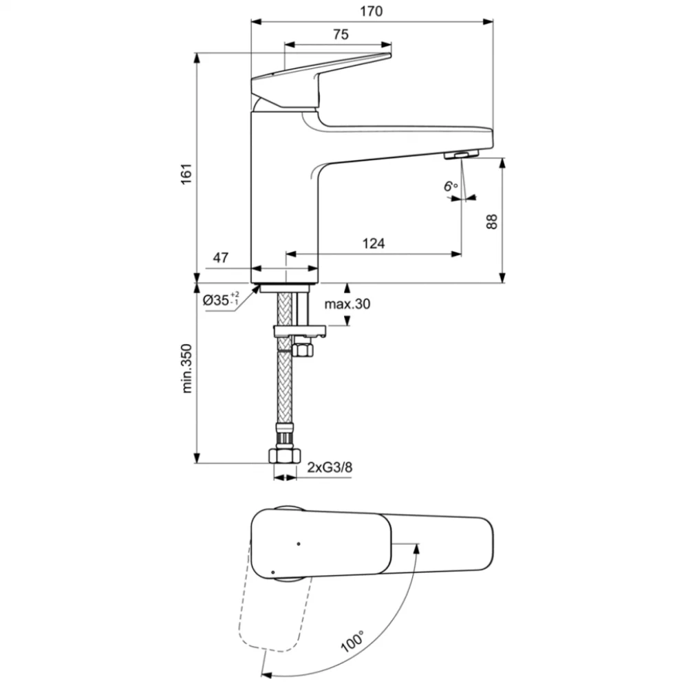 Смеситель для раковины Ideal Standard Ceraplan BD224XG черный