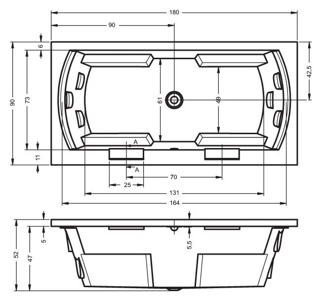 Акриловая ванна Riho Thermae Line BZ15 белый