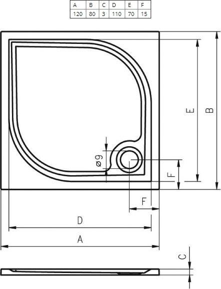 Душевой поддон Riho Kolping DB33 120x80 см белый + сифон, D004008005