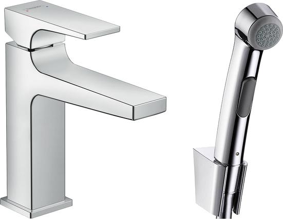 Смеситель для раковины Hansgrohe Metropol 32522000 с гигиеническим душем с донным клапаном Push-Open, хром