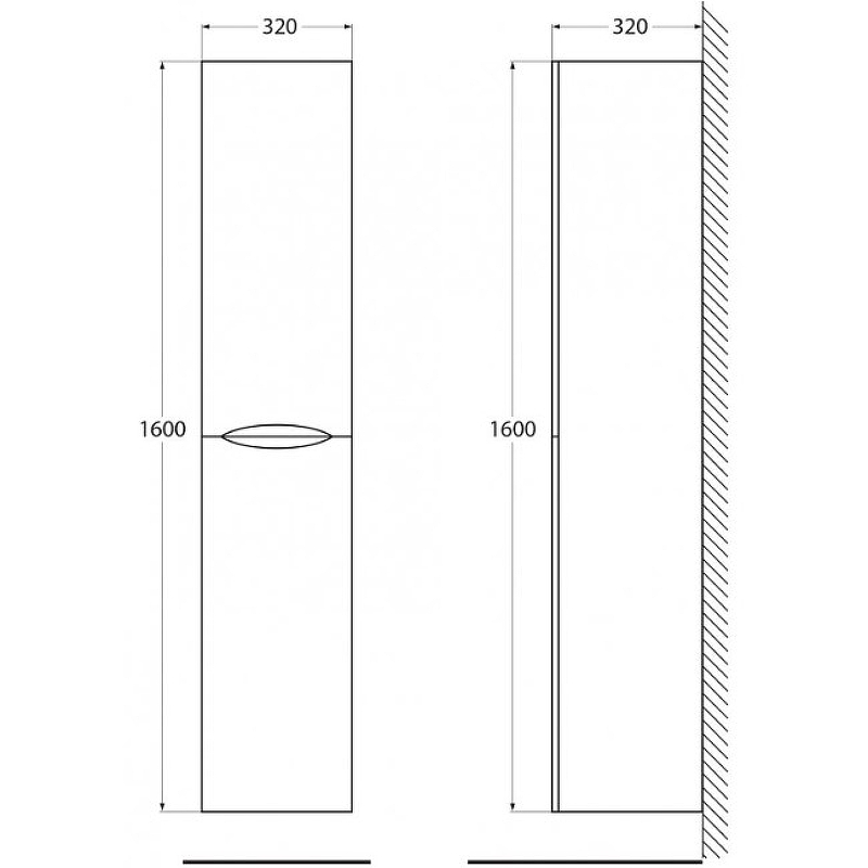 Шкаф-пенал BelBagno Acqua ACQUA-1600-2A-SC-PS-P 32 см, Pino Scania