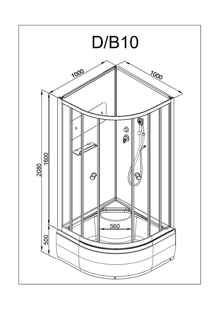 Душевая кабина Deto B B10BLACK