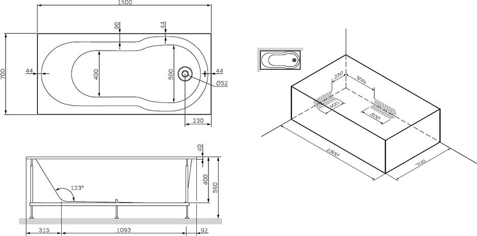 Акриловая ванна Am.Pm X-Joy 150х70 W88A-150-070W-A