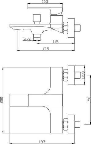 Комплект смесителей 3 в 1 Orange Lutz M04-311cr, хром