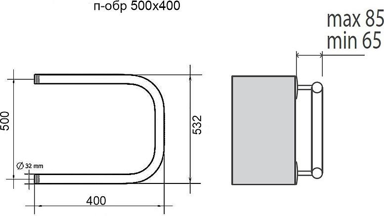 Полотенцесушитель водяной Terminus П-образный 500x600 4620768881459, хром