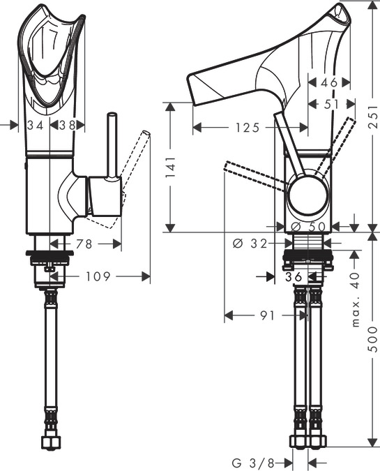 Смеситель для раковины Axor Starck V 12116990, золото