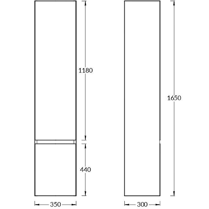 Шкаф-пенал Kerama Marazzi Cubo 35 R CUB.165Rh\WHT.M подвесной.