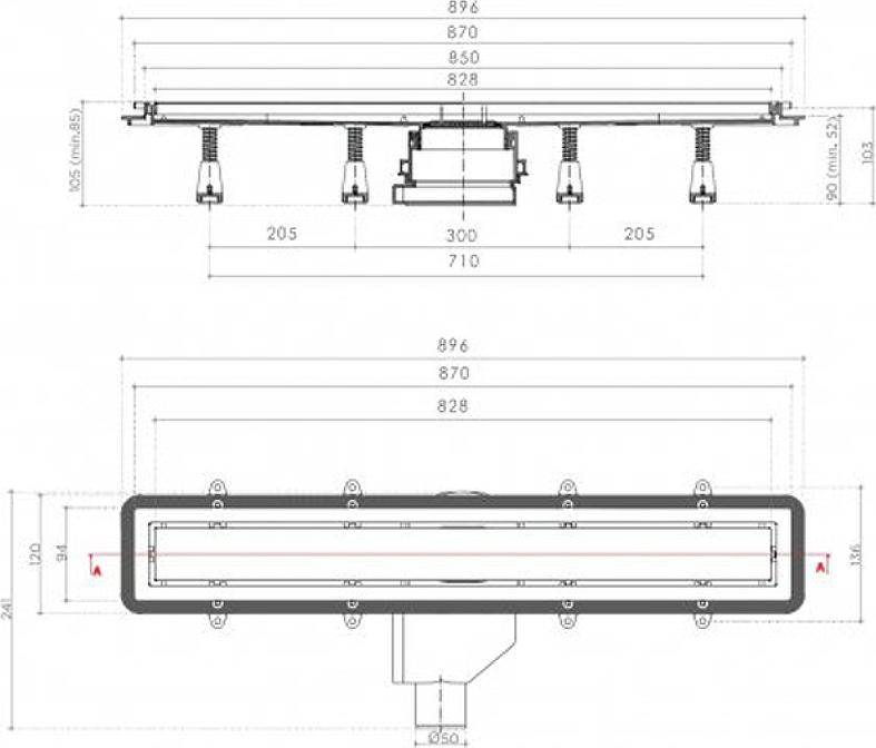 Душевой лоток Pestan Confluo Premium Line 850 White Glass Gold 13100124, белый/золото