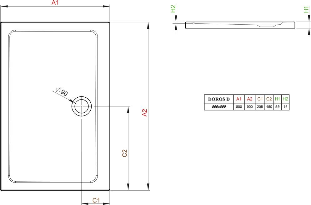 Поддон для душа Radaway Doros D80x90