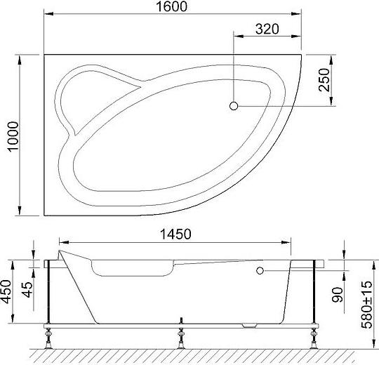 Акриловая ванна Royal Bath Alpine 160х100 RB 819101 L