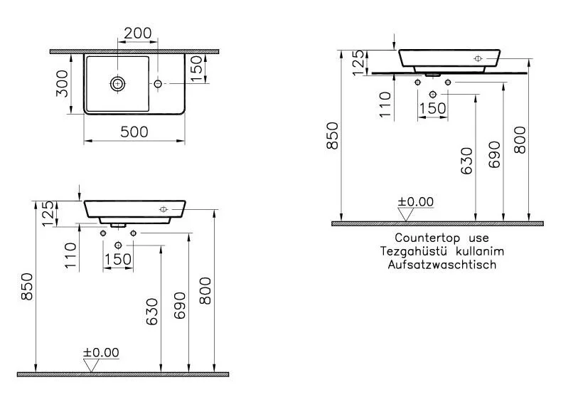 Раковина накладная VitrA T4 4458B003-0937 белый