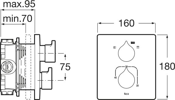 Термостат для ванны Roca Insignia 5A0C3ACN0, чёрный