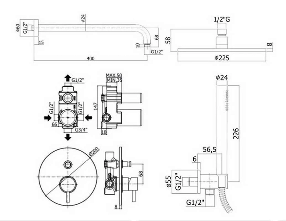 Душевая система Paffoni KIT LIG KITLIG015CR хром