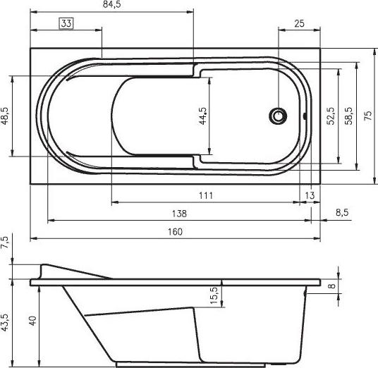 Акриловая ванна Riho Columbia 160х75 B001001005