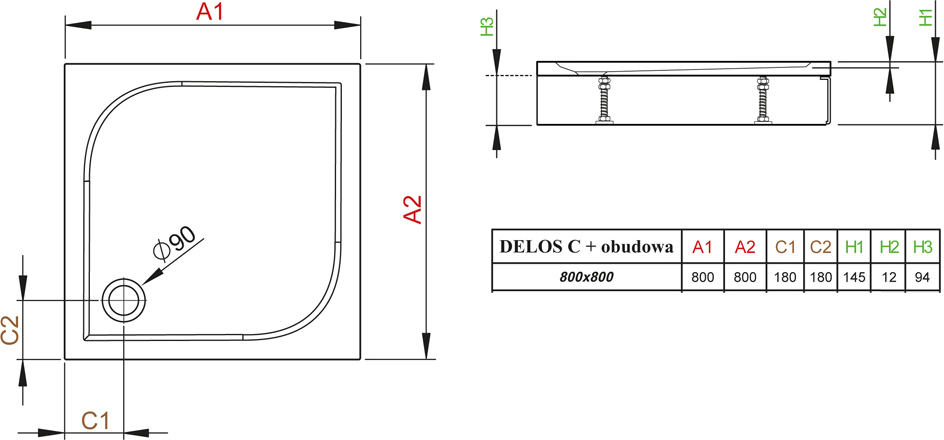 Поддон для душа Radaway Delos C800 с панелью