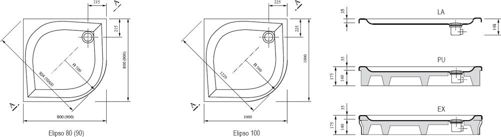 Поддон для душа Ravak Galaxy/Elipso-90 PAN белый A227701410