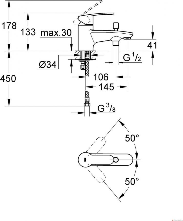 Смеситель для ванны Grohe Eurostyle Cosmopolitan 33614002