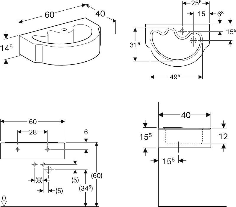 Раковина детская Geberit Bambini 60 326060000, белый