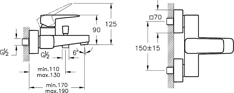 Смеситель для ванны с душем Vitra Root Square A4273726EXP, медный