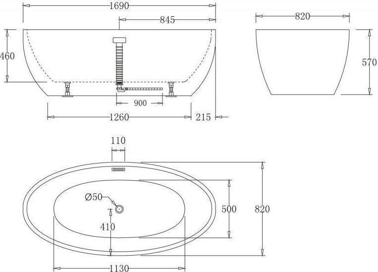 Акриловая ванна BelBagno 169х82 BB69-1700