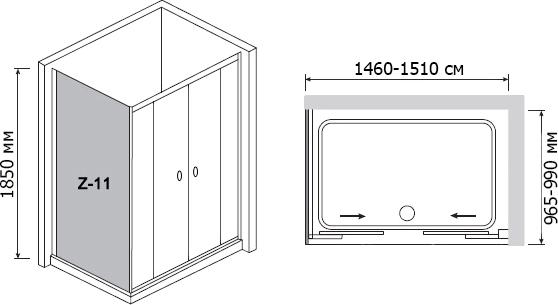 Душевой уголок RGW Classic CL-43 (1460-1510)x1000 чистое стекло