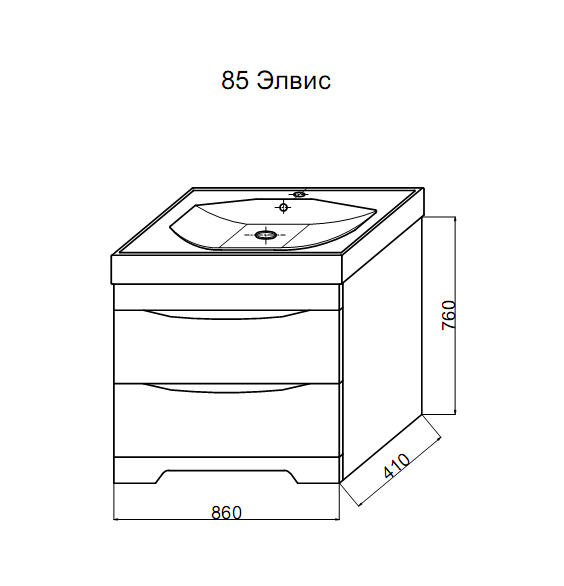 Тумба с раковиной Misty Элвис 85 УТ000003264 белый