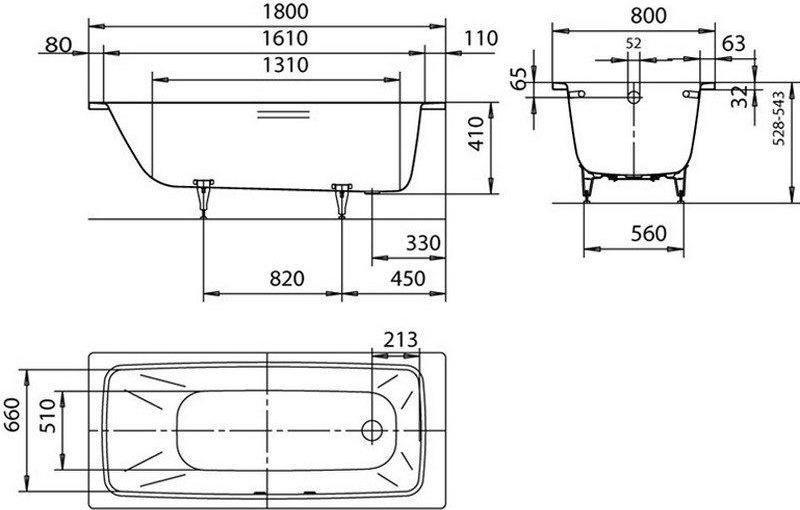 Стальная ванна Kaldewei Advantage 180x80 mod. 751 easy-clean 275100013001