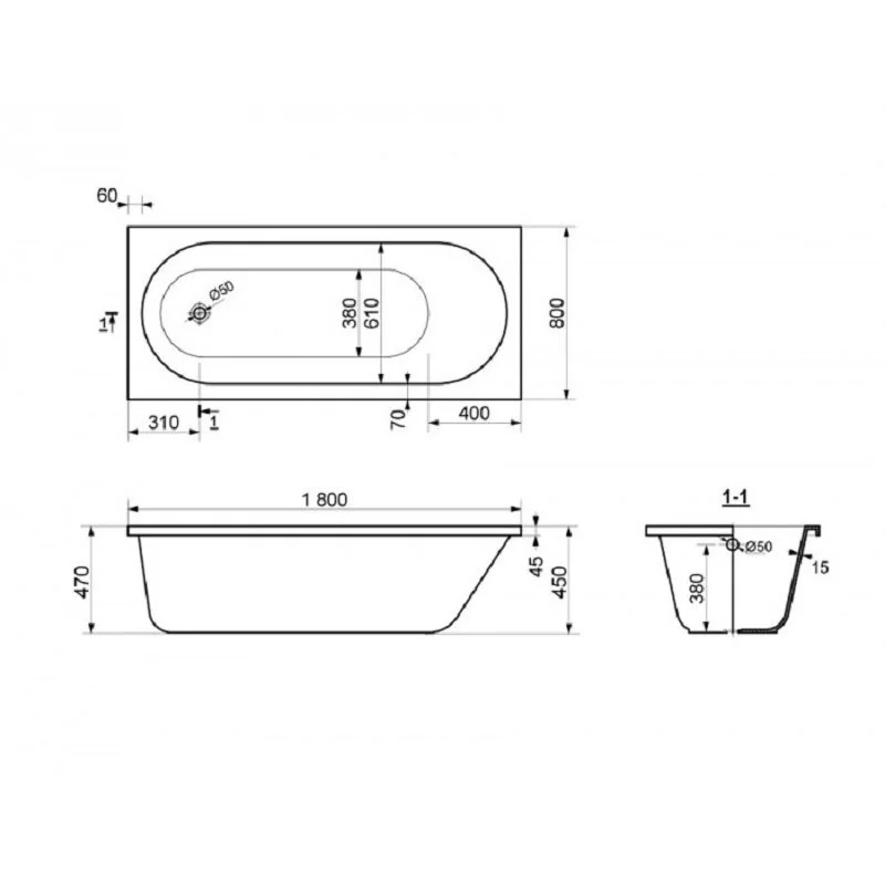 Ванна из искуственного камня Delice DLR330001 белый