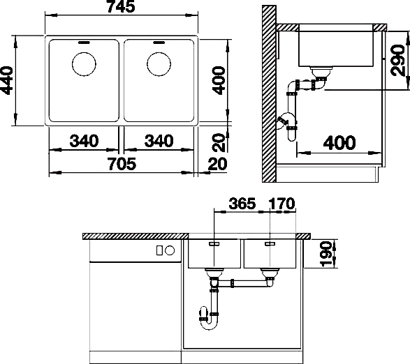 Кухонная мойка Blanco Andano 340/340-U 522983