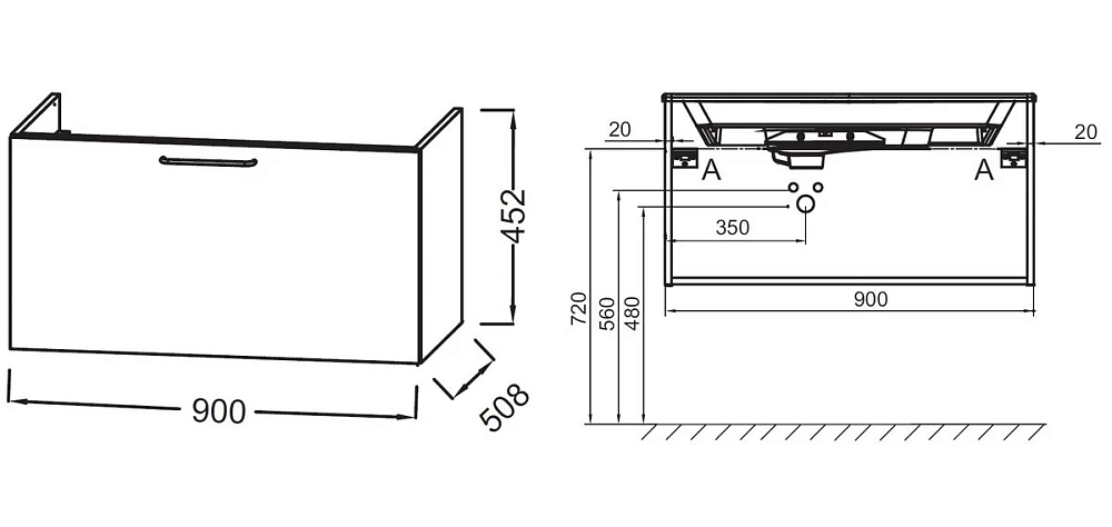 Тумба под раковину Jacob Delafon Odeon Rive Gauche EB2513-RX-S17 черный