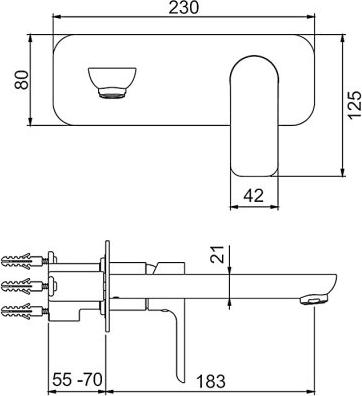 Настенный смеситель для раковины Gappo G1048-22