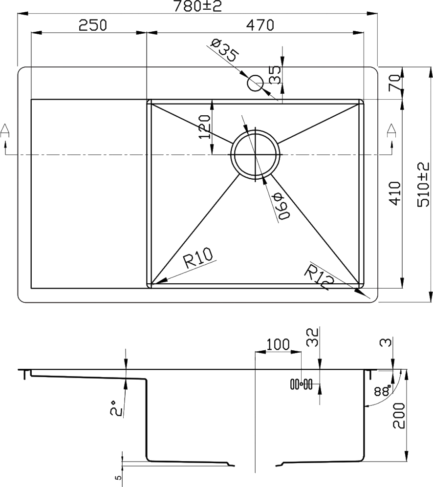 Кухонная мойка Zorg Inox PVD 7851-R GRAFIT, графит