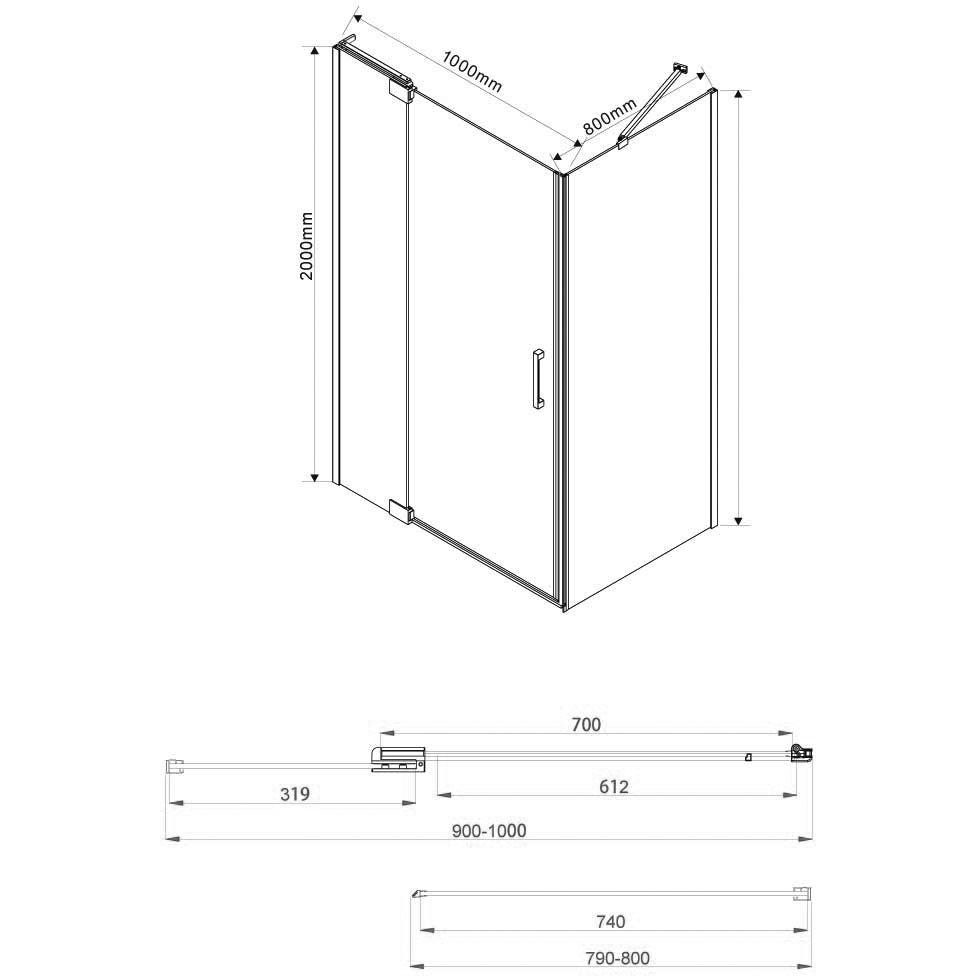 Душевой уголок Vincea Extra VSR-1E901080CLB 100x80, черный, стекло прозрачное