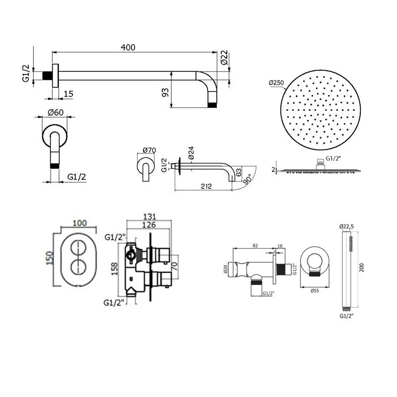 Душевая система Plumberia Selection Ixo KITXOT19BO60 белый